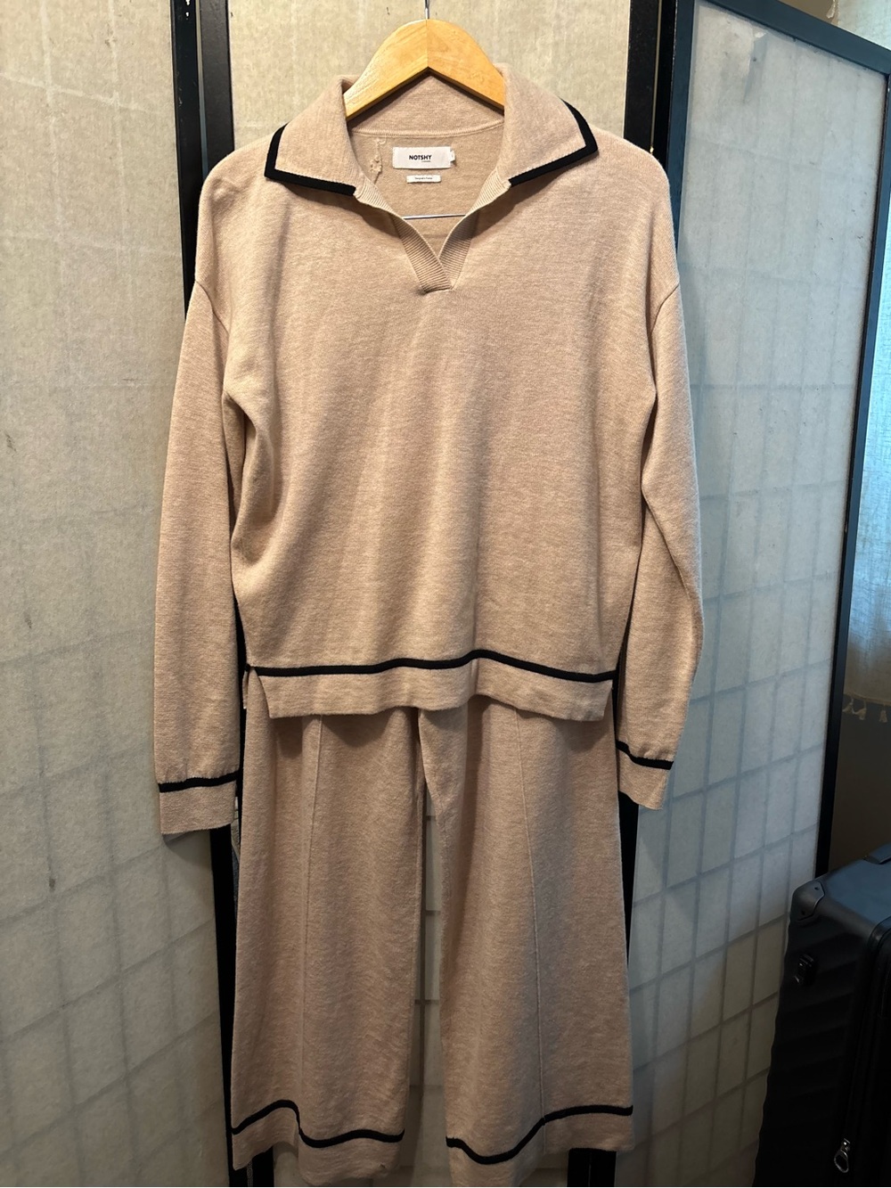 NOT SHY PARIS Soft Wool Knit Set – Kukka Polo Sweater & Liberty Wide-Leg Pants